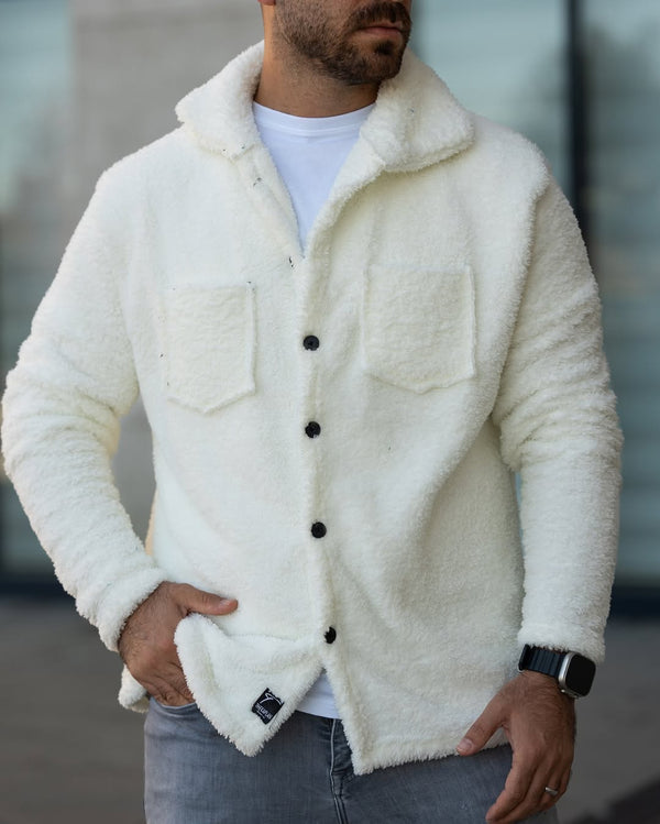 Beyaz Peluş Ceket - 5796