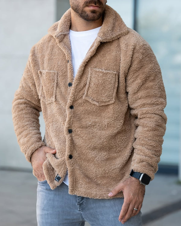 Krem Peluş Ceket - 5796