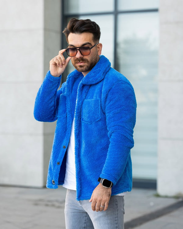 Mavi Peluş Ceket - 5796
