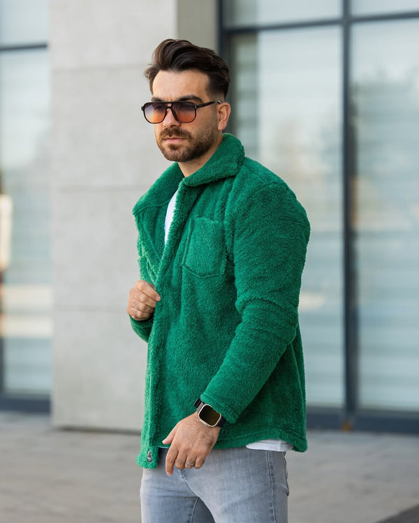 Yeşil Peluş Ceket - 5796