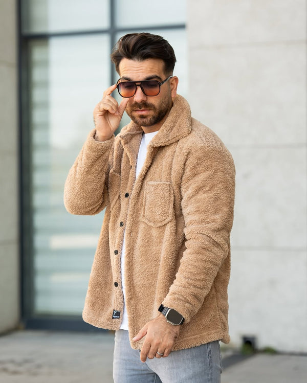Krem Peluş Ceket - 5796