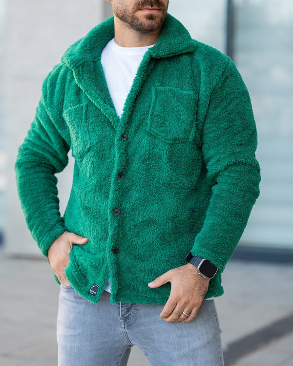 Yeşil Peluş Ceket - 5796