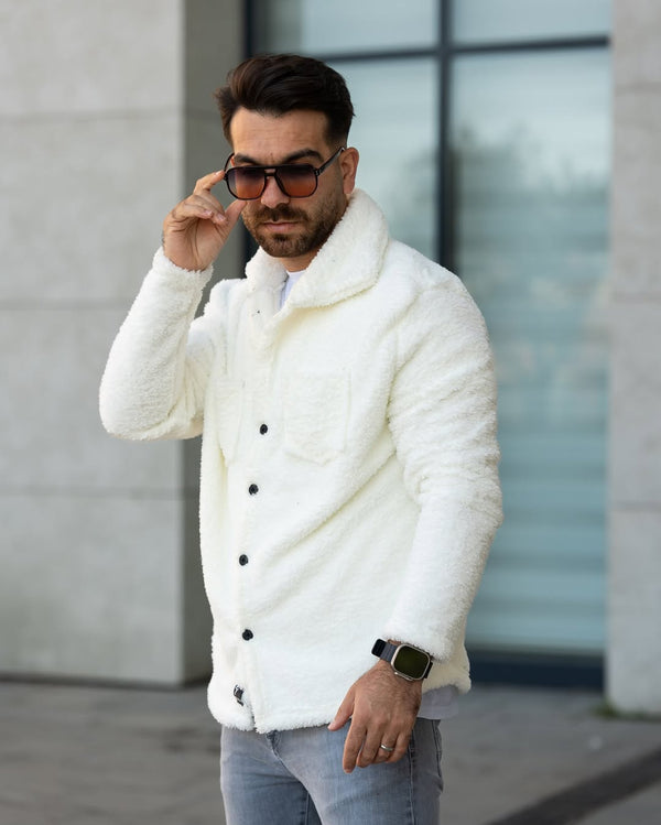 Beyaz Peluş Ceket - 5796