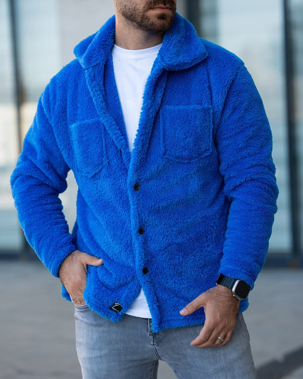 Mavi Peluş Ceket - 5796