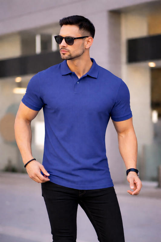 Polo Yaka Tişört Mavi- 9091